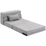 HOMCOM Canapé au sol, canapé rembourré, convertible en matelas, mousse, coussin, gris clair