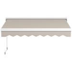 Outsunny Auvent Retractable Electrique Manuel 250x200 cm Auvent Portable avec Télécommande Manivelle Manuel Cadre de Aluminium Crème