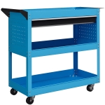 DURHAND Carrello Porta Attrezzi con Manico Laterale, Cassetto e 3 Ripiani in Acciaio, 82x35x76 cm, Blu