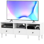 HOMCOM Meuble TV Compact avec 3 Tiroirs et 3 Compartiments pour TV jusqu'à 65 Pouces 120x34x45 cm Blanc