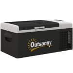 Outsunny Nevera de Coche 16L -20℃-10℃ 12 / 24V DC y 100-240V CA con Modos ECO/MAX para Camping Viajes 60x32x26 cm Negro y Gris