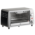 HOMCOM Horno Eléctrico de Sobremesa 10 Litros 750W Mini Horno Tostador con Temperatura hasta 230 ℃ Temporizador 60 Minutos Bandeja y Rejilla 36,5x26x22 cm Plata