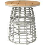 Outsunny Table basse de jardin table d'appoint extérieur ronde en résine aspect rotin acier et plateau composite Ø45 x 50 cm gris