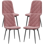 HOMCOM Chaises de salle à manger 4 pièces ensemble de chaises de cuisine avec dossier, aspect velours, fauteuil 45 x 54 x 87 cm, Rose