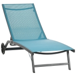 Outsunny Șezlong cu Spătar Reglabil, din Aluminiu și Țesătură Permeabilă, 66x165x102 cm, Albastru și Negru