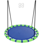 AIYAPLAY Baloiço para Crianças Redondo Baloiço de Jardim Infantil Ajustável Impermeável Carga 150kg Ø100x180 cm Preto e Azul