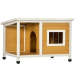 PawHut Caseta para Perros de Madera Casa para Mascotas Refugio para Perros con Techo Asfáltico 85,5x62x60 cm Natural