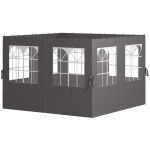 Outsunny Parois de pavillon, panneaux de parois latérales pour pavillon de jardin, avec fermeture éclair, 3 x 4 m Pavillon, Gris foncé