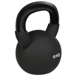 HOMCOM Kettlebell, Kugelhantel, 10 kg, mit Kunststoffummantelung, Stahl, schwarz 19 x 12 x 22cm