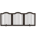 PawHut Barrière pour Chiens, 3 Panneaux, pliable, Bois Massif et MDF, 154,5 x 29,5 x 61 cm, Café