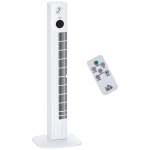 HOMCOM Ventilatore a Torre 45W a 3 Modalità e 3 Velocità con Timer da 12h e Diffusore, 31.5x31.5x96 cm, Bianco