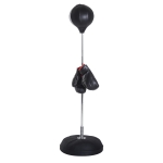 HOMCOM Punching Ball da Terra con Guantoni, Altezza Regolabile 126-144 cm e Base Riempibile, Nero