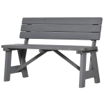 Outsunny Banc de parc 2 places en bois, banc d'assise résistant aux intempéries et aux UV avec dossier 116 x 56 x 80 cm, Gris