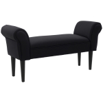 HOMCOM Banco Pie de Cama, Taburete Pie de Cama Tapizado en Lona con Patas de Madera, Reposabrazos y Asiento Acolchado, Estilo Moderno, Banco para Dormitorio, Entrada, Pasillo, Negro