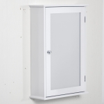 kleankin Armoire Murale de Salle de Bain avec Miroir - Armoire à Glace - Placard de Rangement Toilettes - 1 Porte, 2 étagères - Verre MDF Blanc
