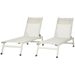 Outsunny Chaise Longue Lettino Prendisole Reclinabile 2pz in Alluminio e Poliestere, 55x195x30 cm, Beige