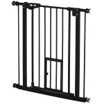 PawHut Barrière pour Chiens Extensible avec Fixation par Pression et Fermeture Automatique, 68x76,2 cm, Noir