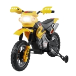 HOMCOM Moto Elettrica per Bambini 3 anni e Più, Moto Cross Elettrica con Rotelle, Batteria 6V Velocità 2.5km/h, 102 x 53 x 66cm, Giallo