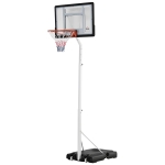 HOMCOM Panier Basket pour Adultes avec Panneau en PVC Réglable 210-260cm Roues Intégrées Blanc
