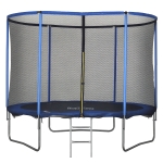 HOMCOM Trampolino Elastico da Esterno, Tappeto Elastico per Bambini e Adulti da Giardino con Rete di Sicurezza e Bordo Imbottito, Giochi da Giardino e Casa, Ø305x248cm, Blu e Nero