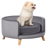 PawHut Hundesofa, weiches Sitzkissen, abnehmbarer Bezug, für Hunde bis 10 kg, grau, 68 x 68 x 35cm