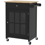 HOMCOM Chariot Cuisine avec Tiroir, Armoire Réglable et Porte-serviettes, en Bois, 67x48x86,5 cm, Noir et Chêne