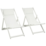 Outsunny Conjunto de 2 Tumbonas Plegables de Aluminio con Respaldo Regulable en 5 Posiciones Reposacabezas 60x100x85 cm Blanco
