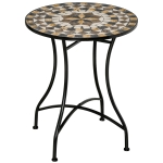 Outsunny Table de Jardin Ronde en Métal et Mosaïque pour Extérieur et Intérieur, Ф60x71cm, Noir