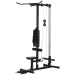 SPORTNOW Station de force pour la maison, tirages de rame, sans poids, équipement de fitness pour la maison, acier, simili cuir, Noir