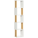 HOMCOM Estantería Librería en Forma S Estantería para Libros con 5 Estantes para Salón Oficina 33x28x161 cm Blanco