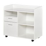 Vinsetto Support d'imprimante - Caisson d'organisation de Bureau Roulant - Dim. 80l x 40P x 72H cm en Bois Blanc