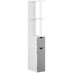 kleankin Mueble de Baño con Puertas y Estantes Abiertos Armario de Baño Estilo Moderno 15,2x29,8x118 cm Gris