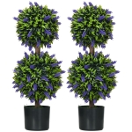 HOMCOM Ensemble de 2 plantes artificielles, plante artificielle résistante aux UV dans un pot de fleurs, plante d'intérieur de 70 cm pour salon, jardin