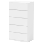 HOMCOM Commode Sideboard Commode à tiroirs, 5 tiroirs, 55 cm x 34 cm x 100 cm, Blanc