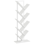 HOMCOM Estante em Forma de Árvore de 9 Níveis Estante de Livros com 9 Prateleiras e Estrutura de Aço 50x24x136 cm Branco