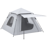 Outsunny Cort de Camping pentru 2-3 persoane cu Verandă și Ferestre, 210x210x150 cm, Argintiu