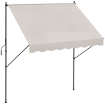Outsunny Toldo Manual Retrátil Ajustável 200x170x200-290 cm com Manivela Proteção Solar UV40+ para Varanda Jardim Creme