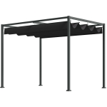 Outsunny Pergola env. 3x2m Pavillon de Jardin au Toit Coulissant en Métal Pergola de Jardin Autoportante avec Toit Réglable, Protection UV, Pare-Soleil pour Terrasse et Jardin, Noir+Gris