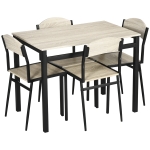 HOMCOM Ensemble de Salle à Manger avec Table Rectangulaire et 4 Chaises en Acier et MDF, Noir et Chêne