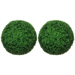 HOMCOM Set di 2 Piante Finte Sfera di Bosso Ø50cm, Decorazione per Interno ed Esterno, Verde
