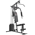 HOMCOM Station de musculation fitness avec 9 blocs de poids de 5 kg, 45kg au total, entraînement complet - 200 x 135 x 103 cm