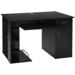 HOMCOM Bureau informatique table d'ordinateur multimédia multi-rangements avec étagère tiroir tablette clavier MDF 120 x 60 x 74 cm noir