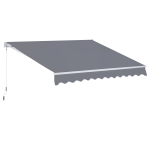 Outsunny Markise Gelenkarmmarkise Sonnenschutz mit Handkurbel 3,5 x 2,5 m Grau Alu+Polyester