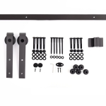 HOMCOM 200 cm Herraje para Puerta Corredera de Madera Kit de Accesorios Guía de Riel con Tornillos Carga Máx. 90 kg Acero al Carbono Marrón