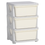 HOMCOM Organisateur de jouets pour enfants avec tiroirs à 3 niveaux, boîtes de rangement en plastique, 37 x 37 x 56,5 cm, crème