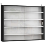 HOMCOM 5-Tier Wall Display Shelf Unit Cabinet w/ 4 Adjustable Shelves Glass Doors Home Office Ornaments 60x80cm Black/White