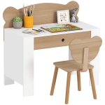 AIYAPLAY Set birou și scaun pentru copii 3-8 ani cu sertar, efect lemn natural