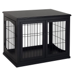 PawHut Transportbox für Hunde 58,5 cm x 81 cm x 66 cm Türen, MDF-Holz Eisen, 58, 5 cm x 81 cm x 66 cm, Schwarz