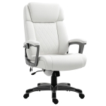 Vinsetto Massage-Bürostuhl 6-Punkt-Massage-Drehstuhl ergonomischer Stuhl Einstellbare aus Kunstleder mit gewölbter Kopfstütze und Armlehne Weiß 70 x 76,5 x 114-124 cm