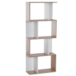HOMCOM Bibliothèque à 4 niveaux, meuble de rangement en forme de S avec étagères, étagère de rangement pour salon, chambre bureau, 60 x 24 x 148 cm, noir, blanc